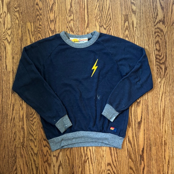 Aviator Nation Blue and Yellow Lightning Bolt Hoodie - Picture 1 of 2